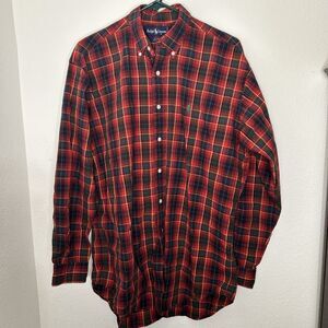 Vintage Ralph Lauren Shirt Men Medium Red Long Sleeve Button Blair 100% Cotton